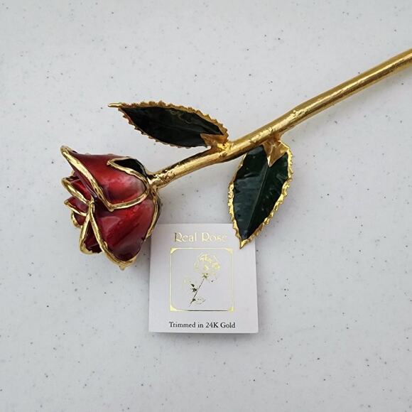 24K Gold Plated Timeless Handcrafted Forever Red Rose - Picture 11 of 11
